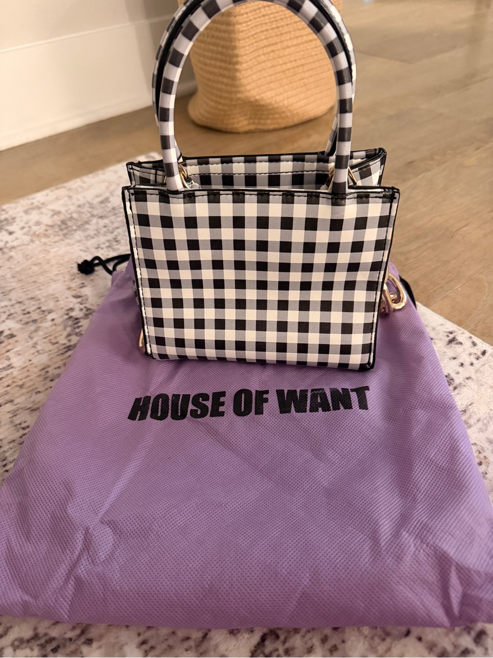 House of Want Black & White Gingham Mini Bag